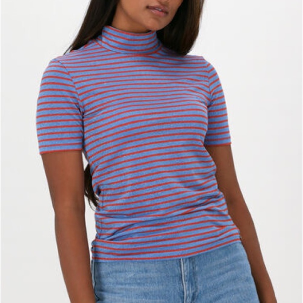 Scotch & Soda mock neck lurex striped top